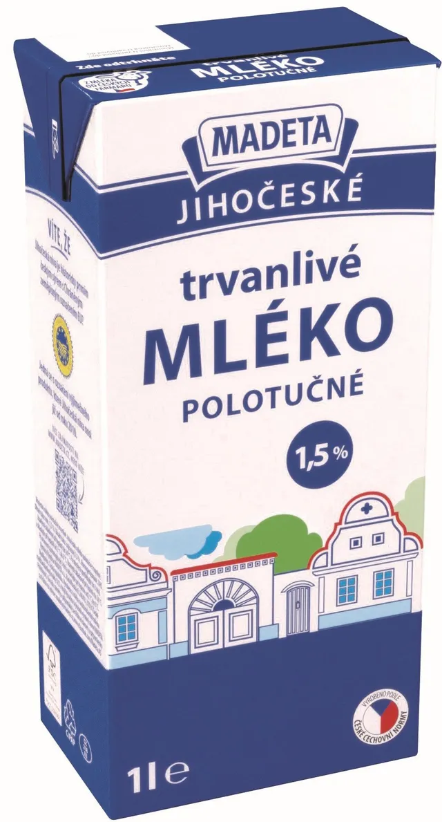 Madeta Jihočeské trvanlivé polotučné mléko 1,5%